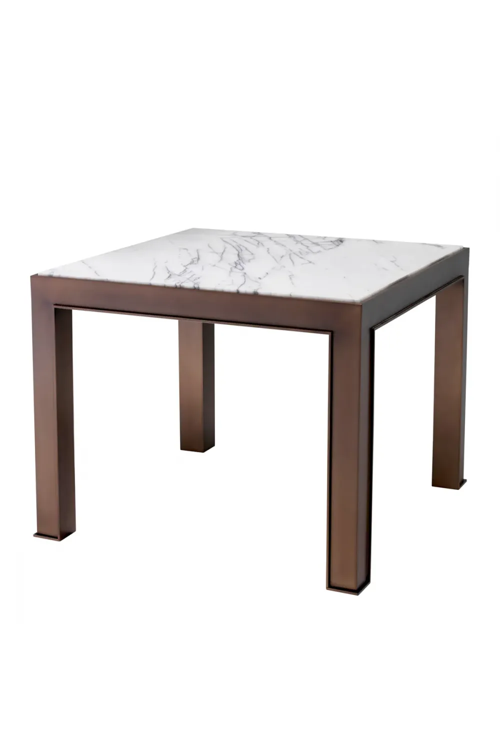 Luxury Metal Frame Marble Top Rectangular Side Table