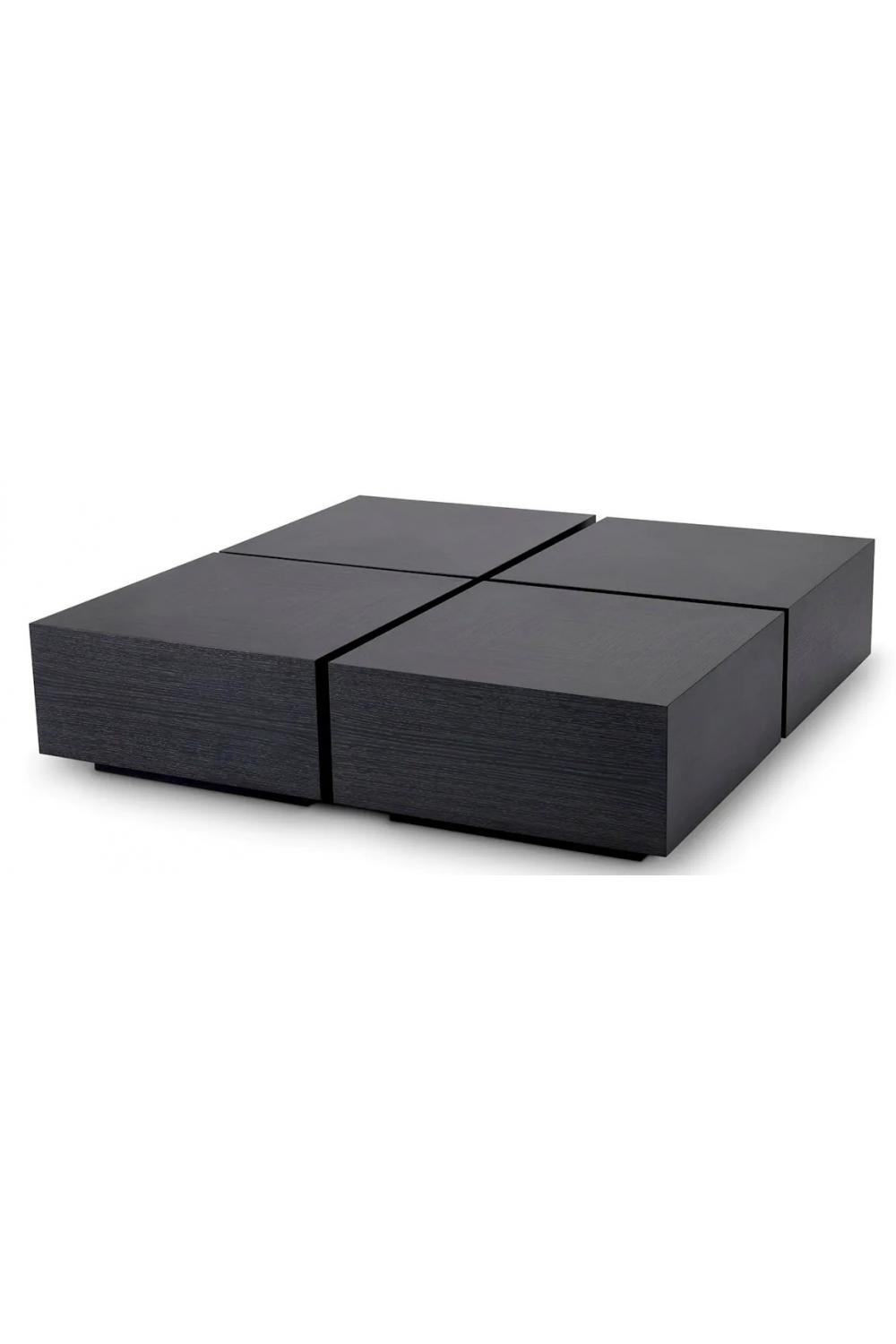 Luxury Charcoal Grey Oak Veneer Rectangular Coffee Table – Set of Four