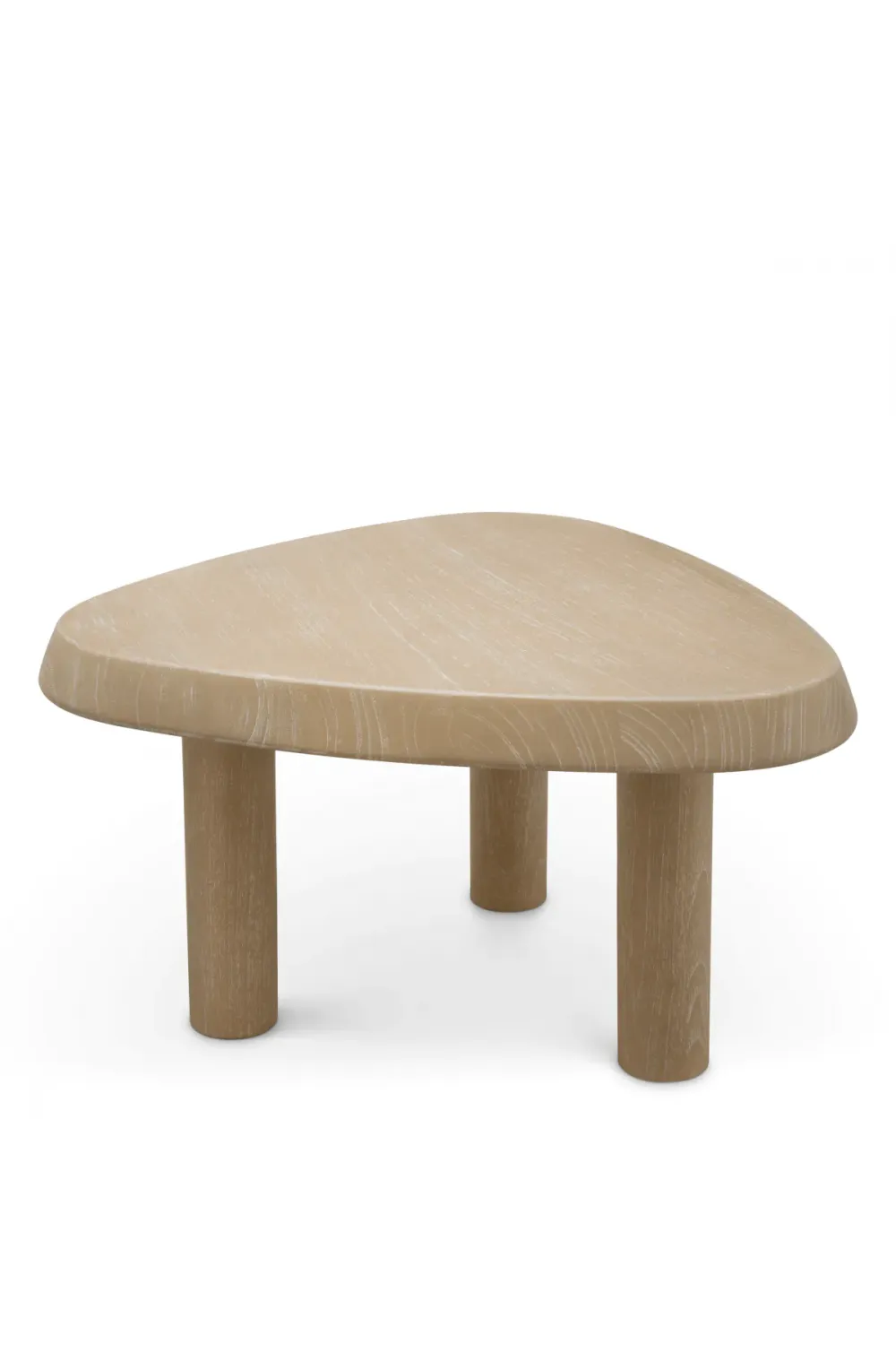 Luxury Oak Veneer Triangular Shape High Wooden Coffee Table