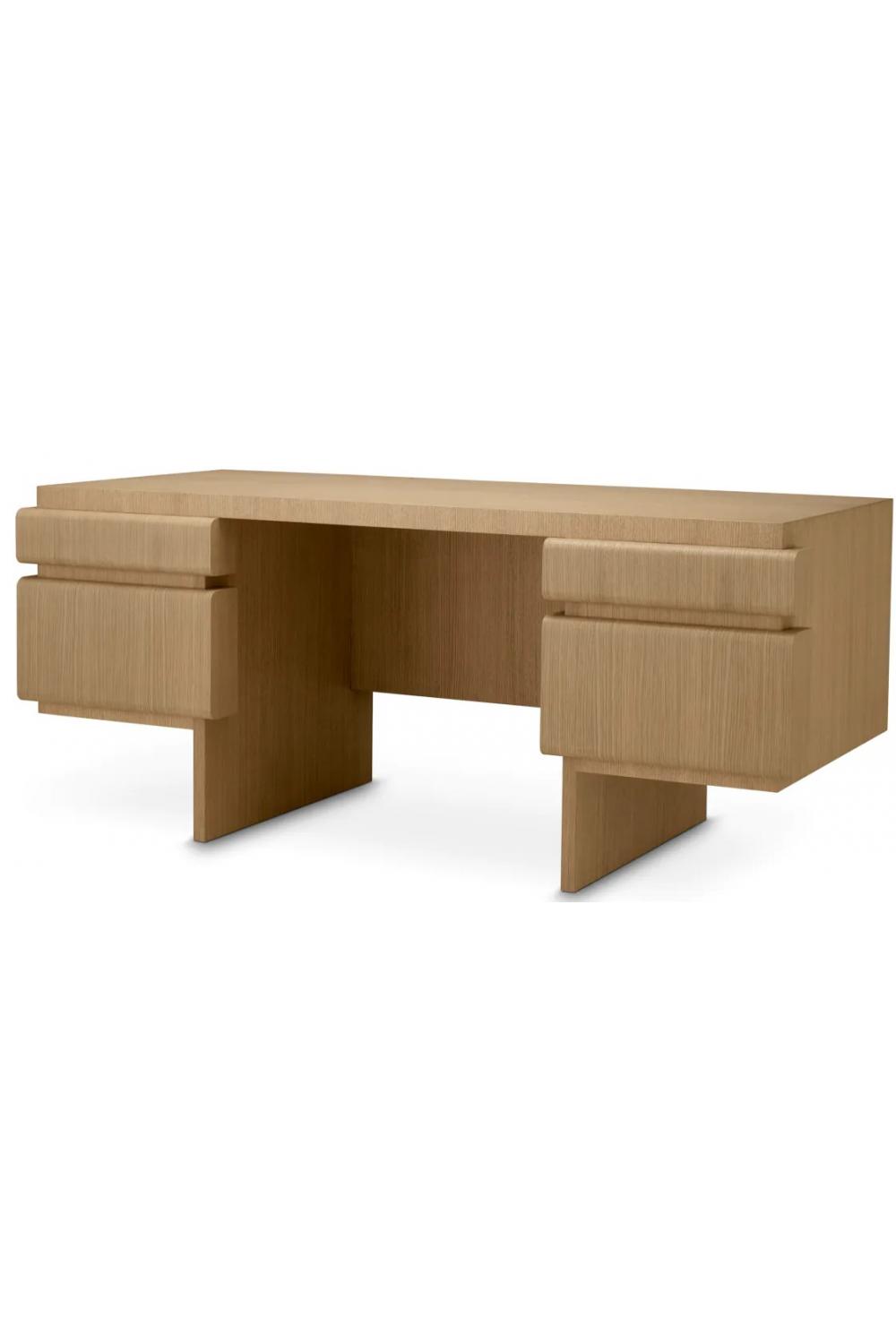 Luxuriöser Schreibtisch aus natürlicher Eiche, rechteckig