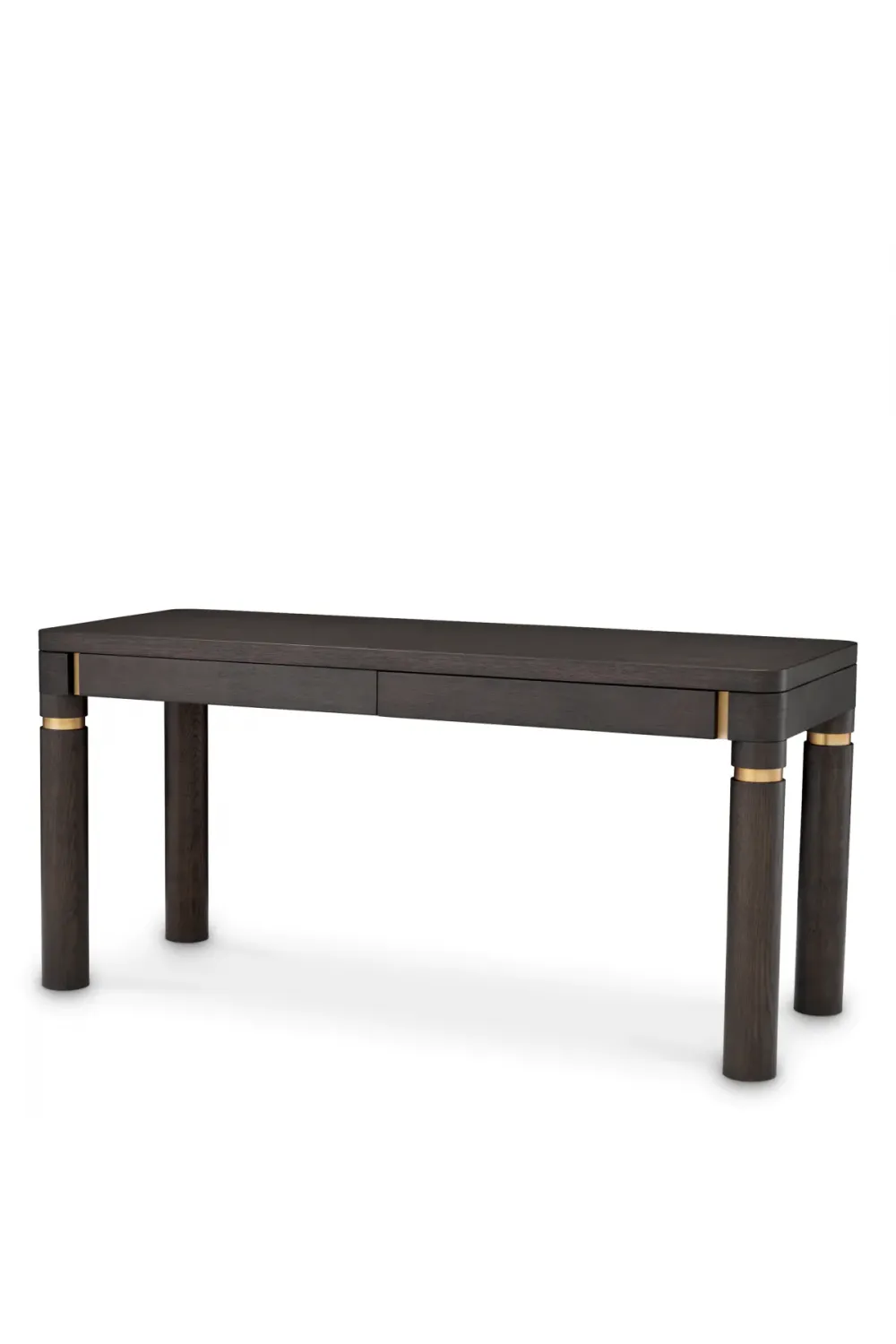 Luxuriöser Schreibtisch aus Mocha-Eichenfurnier & gebürstetem Messing