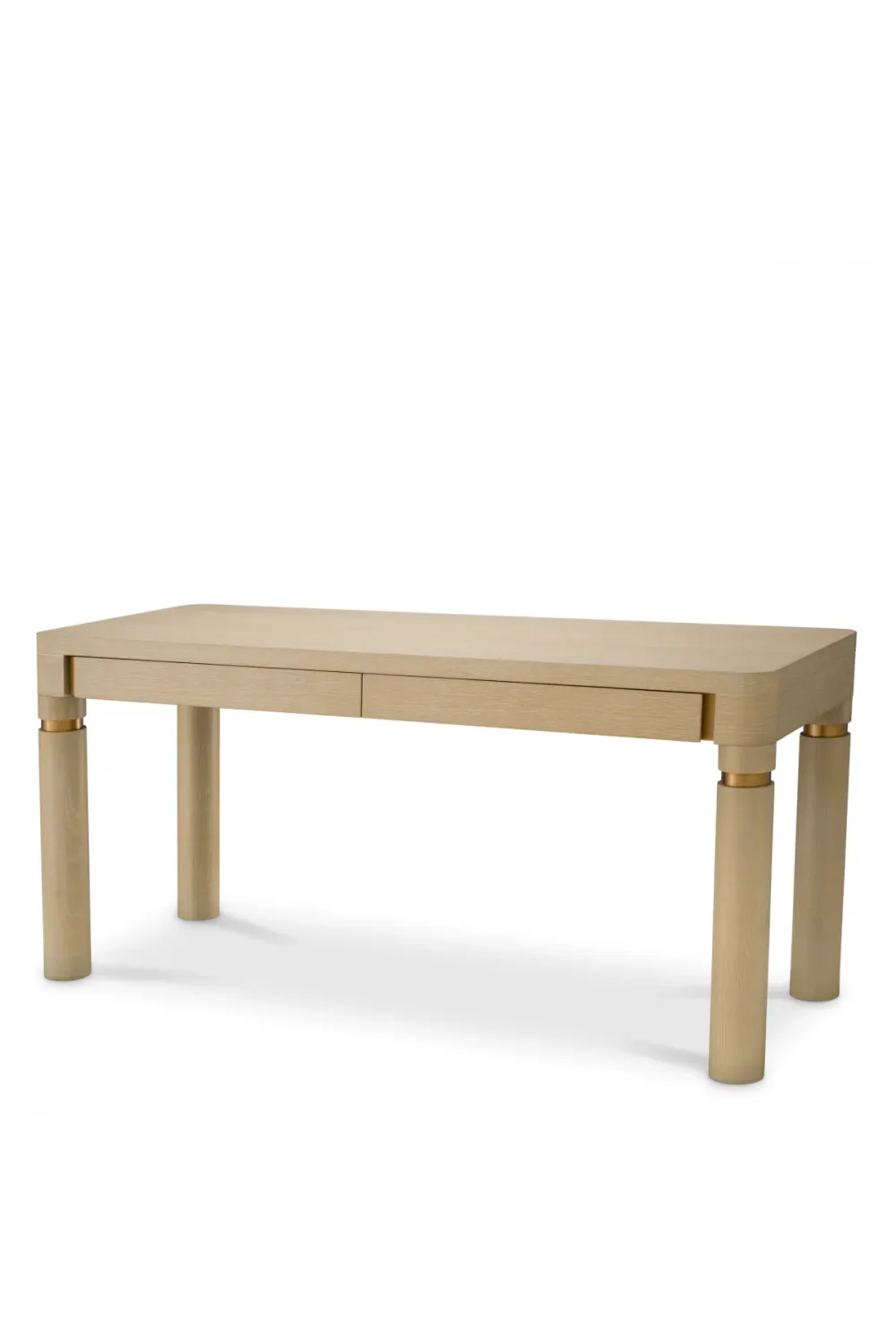 Luxuriöser Schreibtisch aus Mocha-Eichenfurnier & gebürstetem Messing