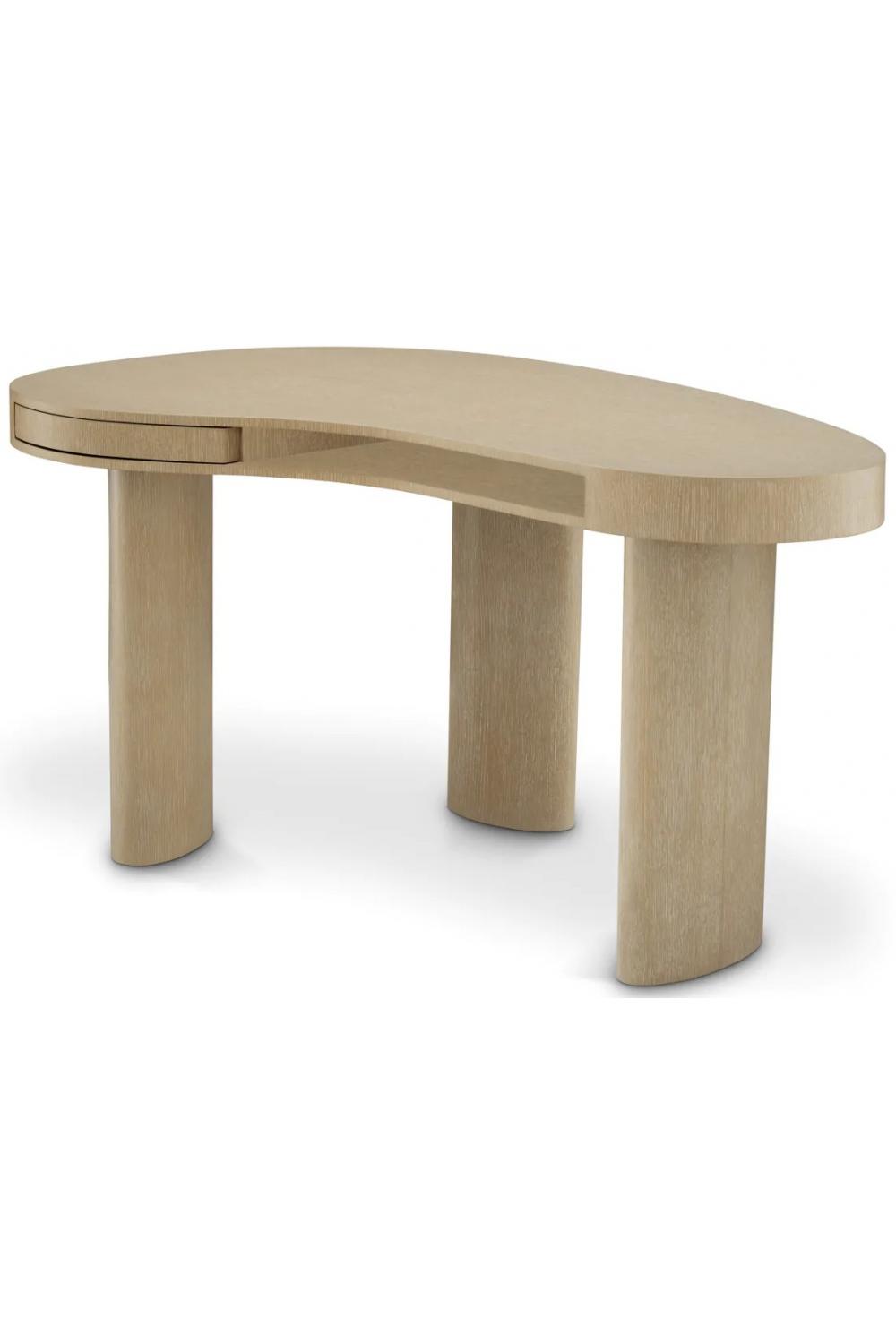 Luxuriöser Schreibtisch aus Eichenholz mit Holzkohle-Finish, gebogene ovale Form und elliptische Beine