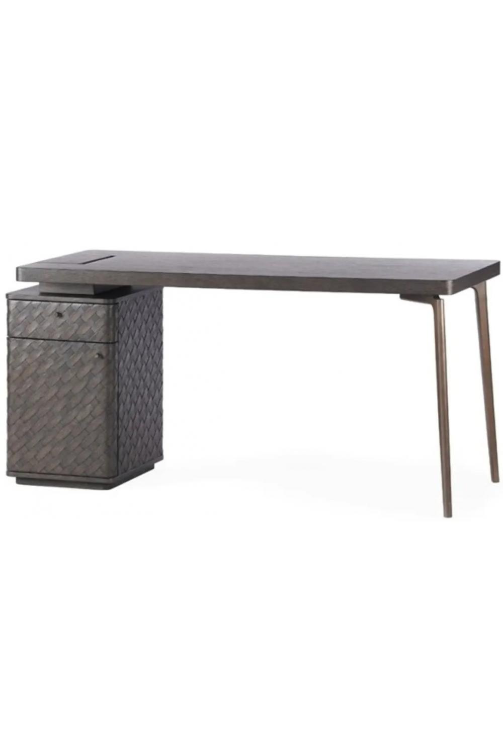 Luxuriöser gewebter Eichenschreibtisch mit Metallbeinen