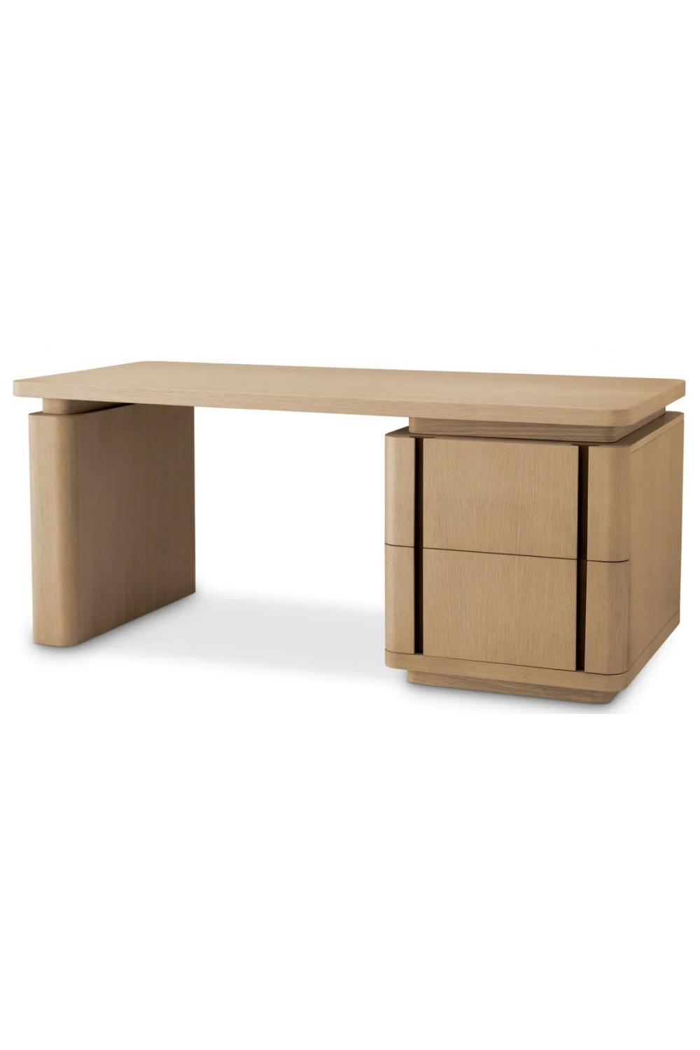 Luxuriöser Schreibtisch aus natürlichem Eichenfurnier mit Bronze-Finish