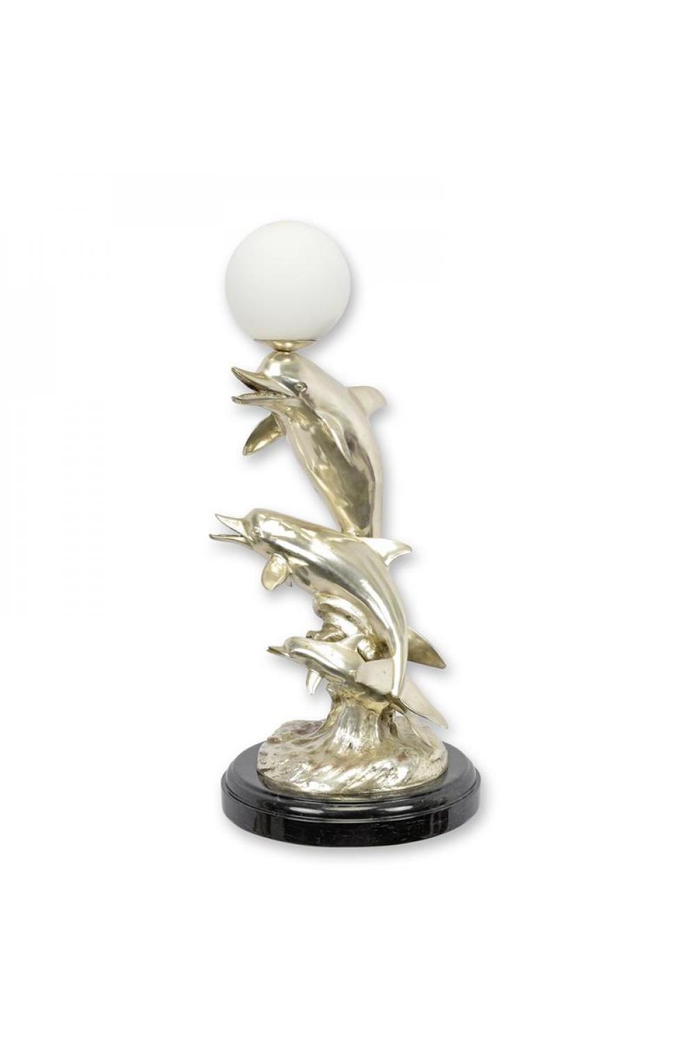 Luxury Bronze Dolphin Sculptural Table Lamp