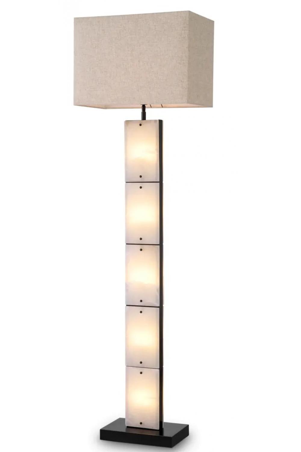 Luxury Alabaster Glass Floor Lamp with Bronze Highlight Finish