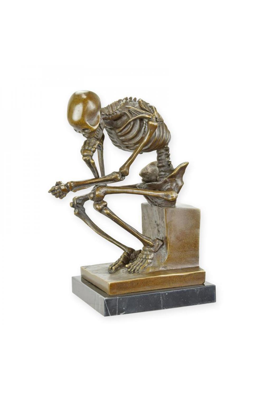 Luxuriöse Bronze-Skelett-Denker-Skulptur