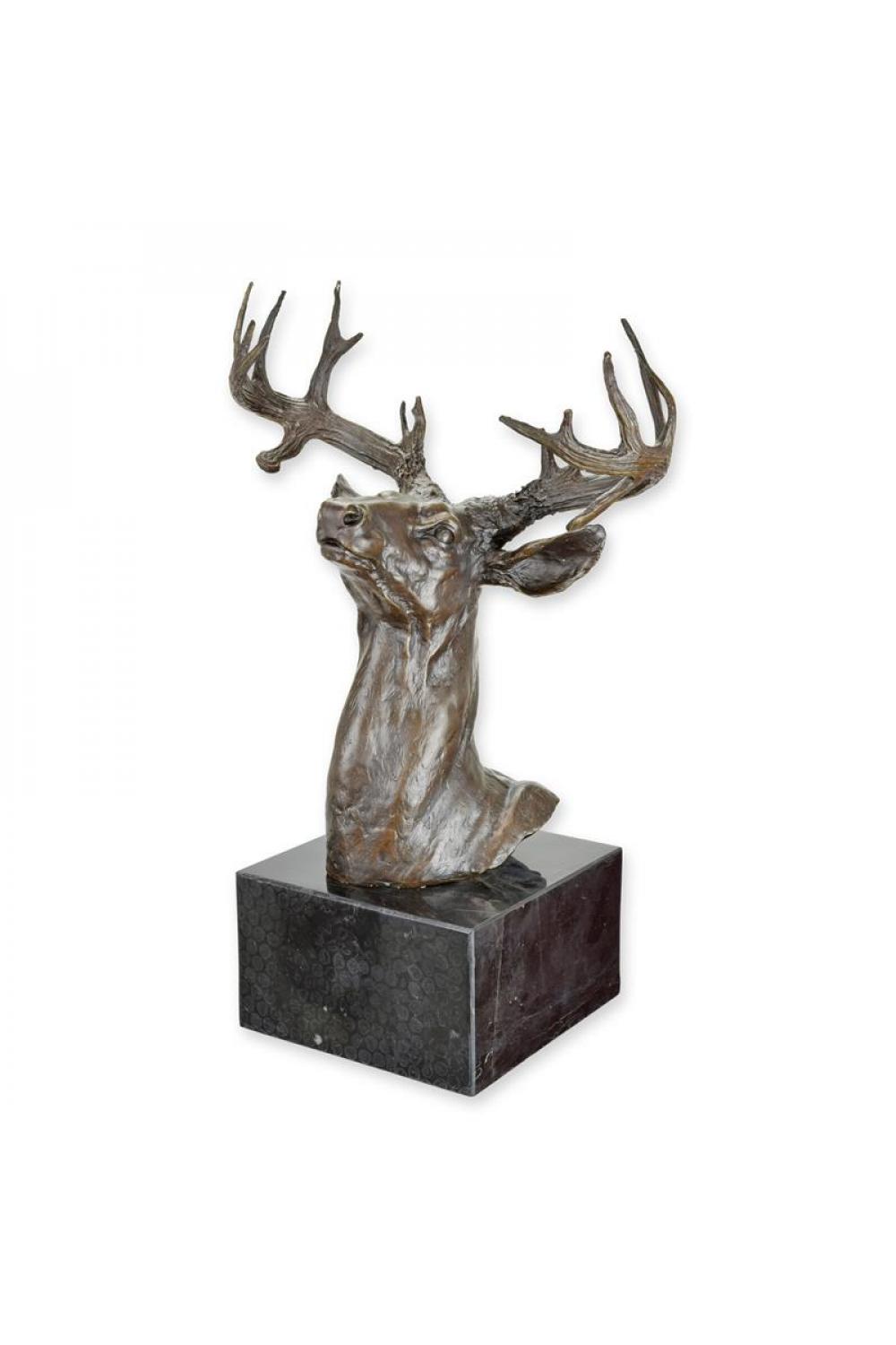 Luxuriöse Bronzestatue eines Hirschkopfs