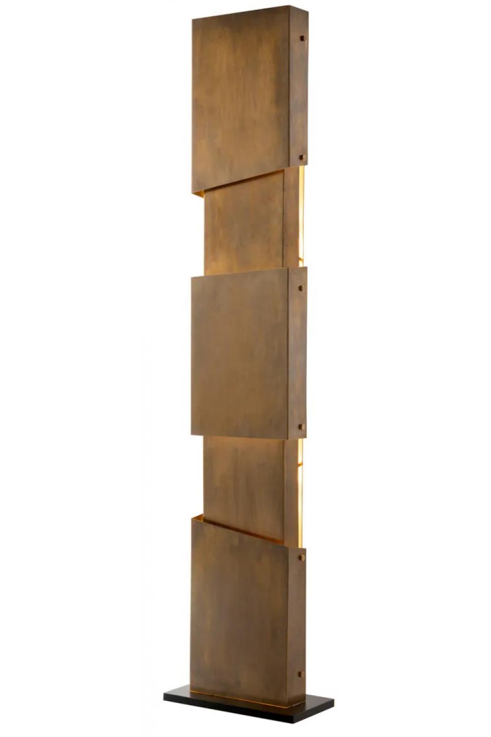 Luxury Vintage Brass Finish Pillar Shaped Floor Lamp