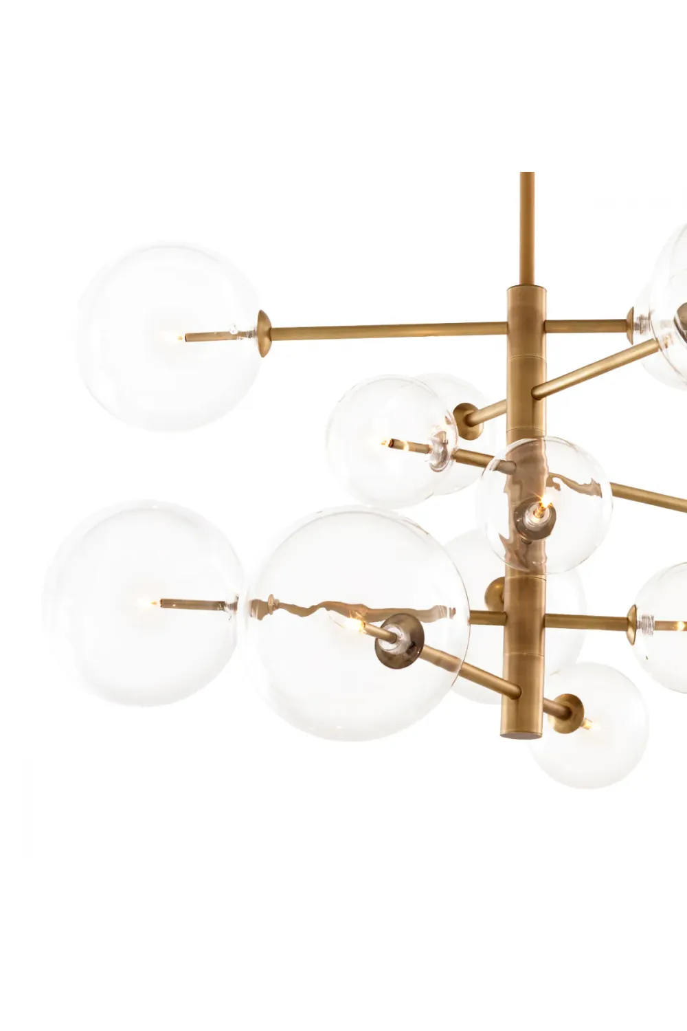 Luxury Antique Brass Finish Floor Lamp with 12 Clear Glass Globes