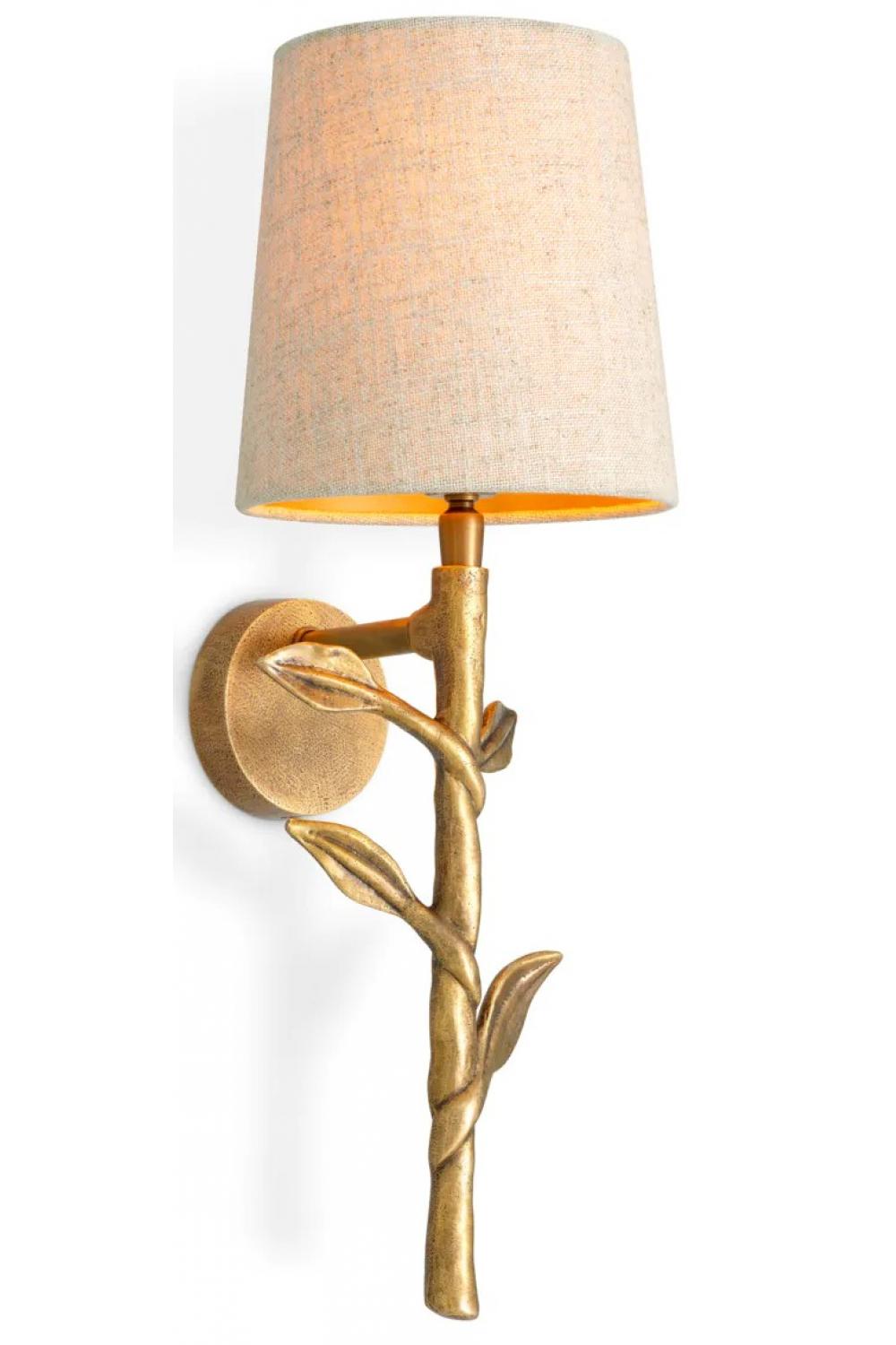 Luxury Vintage Brass Finish Wall Lamp with Linen Shade