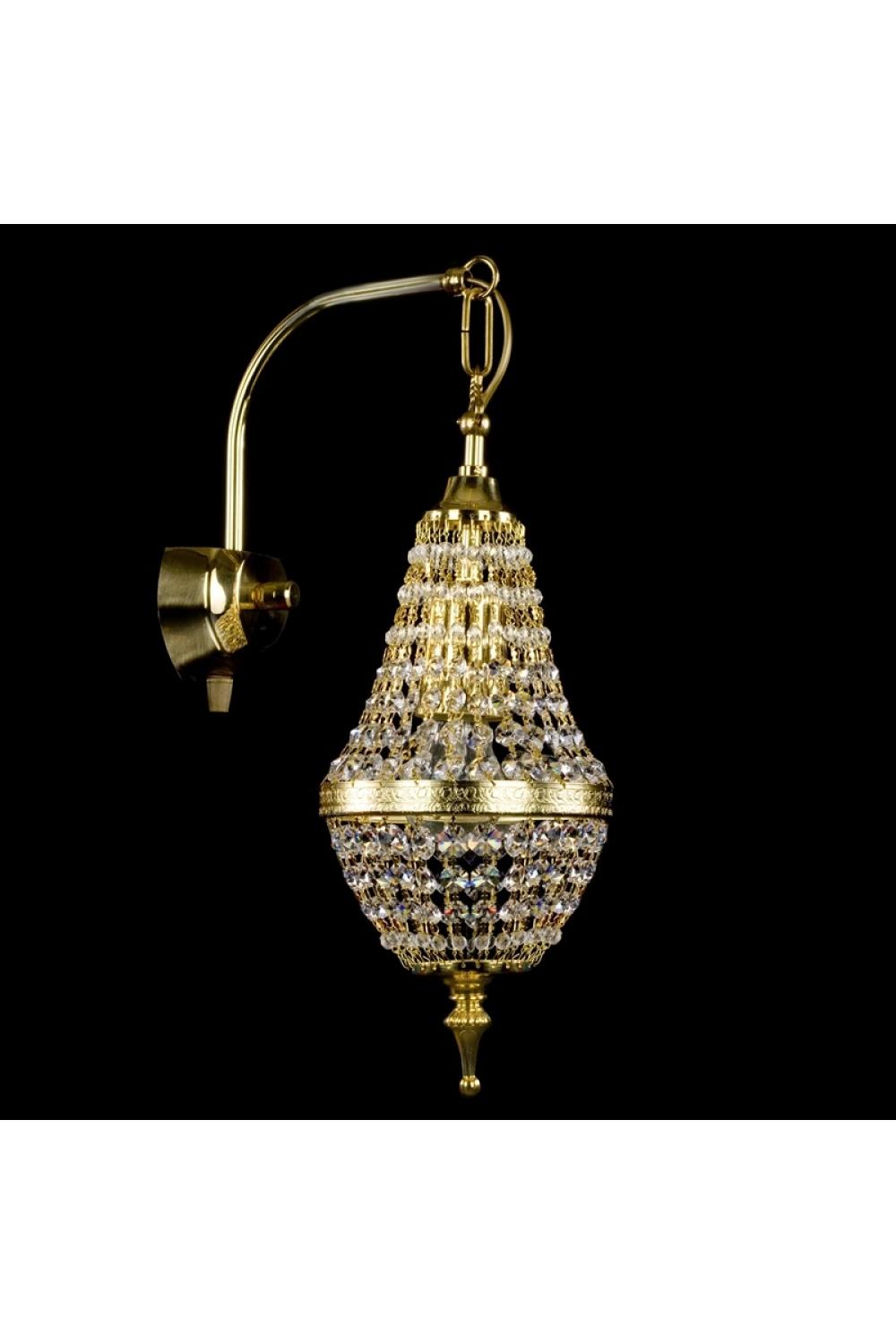 Luxury Crystal Basket Wall Sconce in Polished Brass