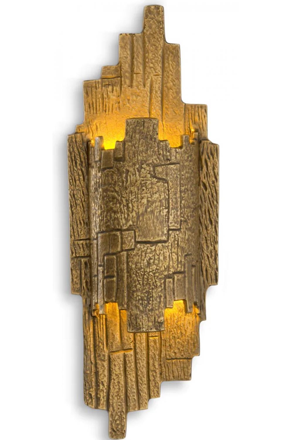 Luxuriöse Vintage-Wandlampe aus Messing mit skulpturaler Strukturierung