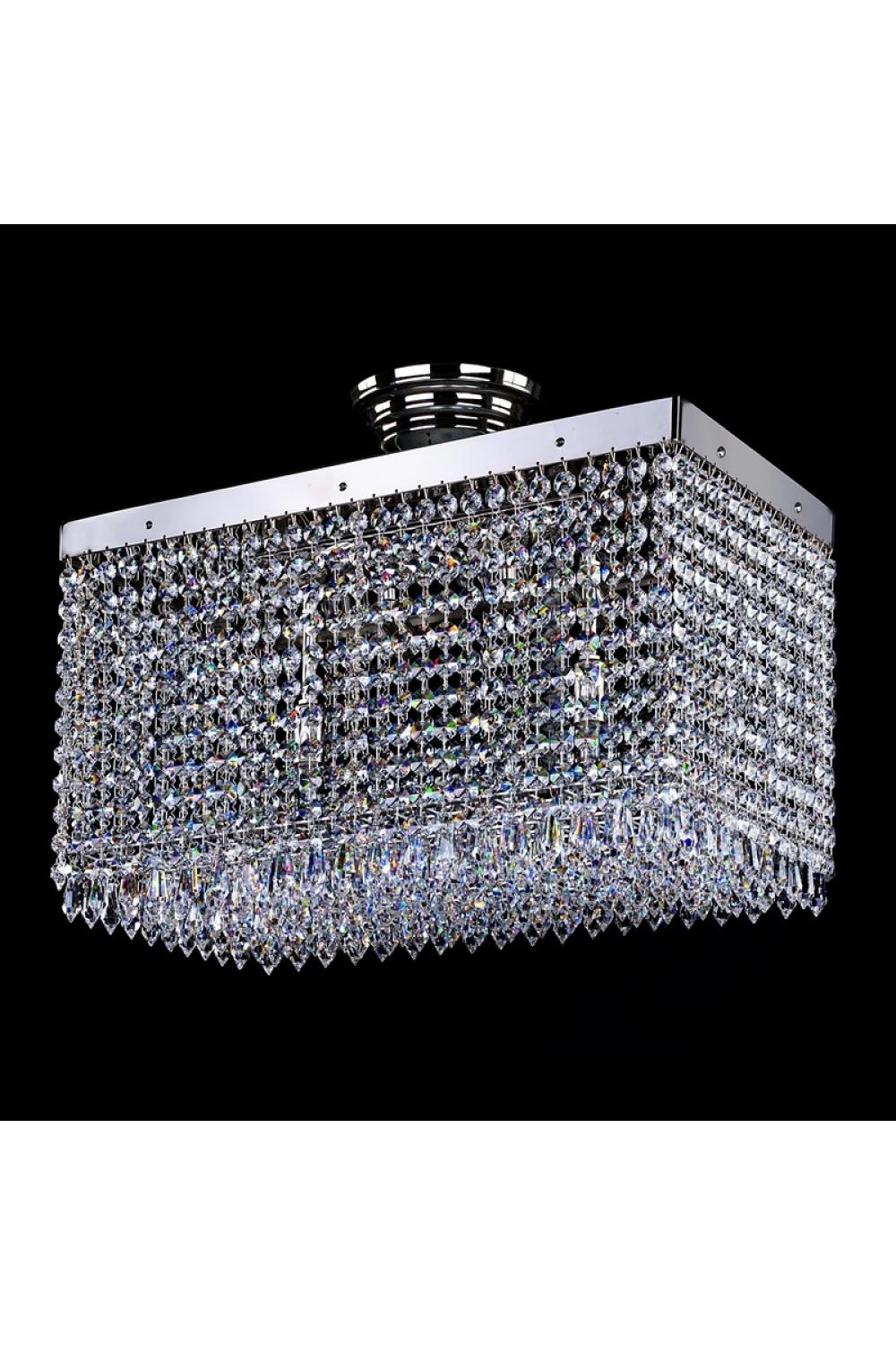 Luxury Rectangular Crystal Chandelier in Polished Nickel | Luxury Group International