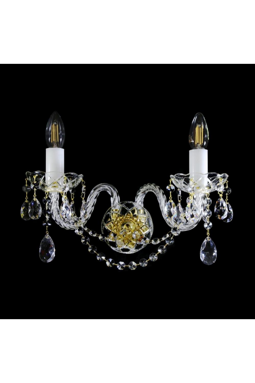 Luxuriöser Kristall-Wandkerzenhalter mit zwei Armen aus Glas