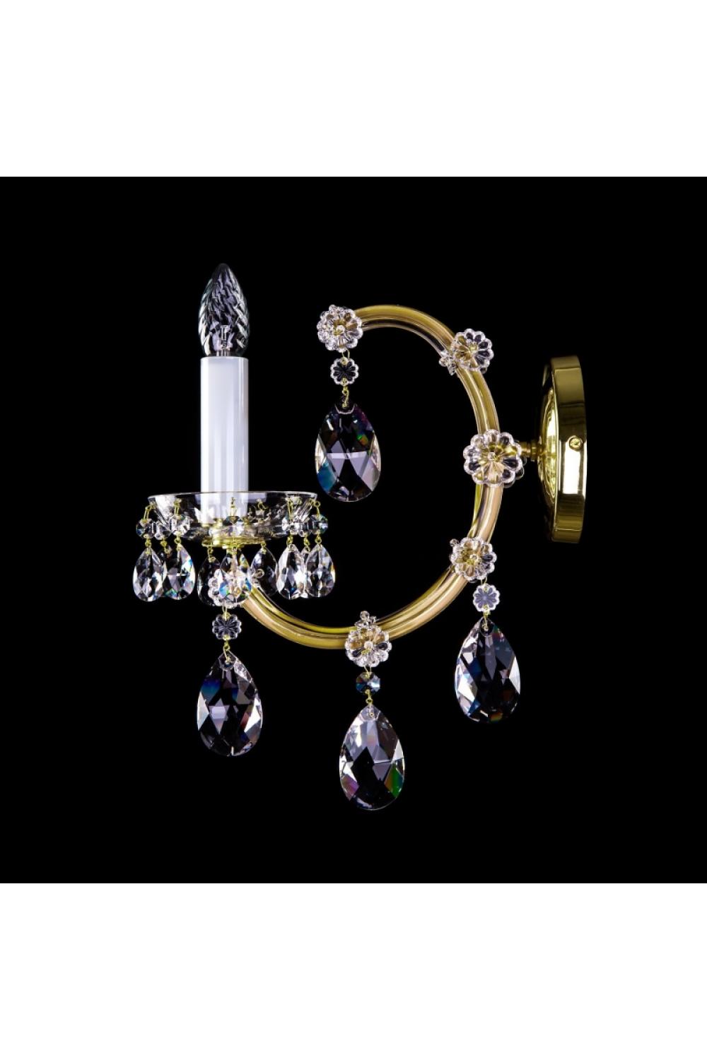 Luxuriöse Marie Therese Kristall-Wandlampe in poliertem Messing