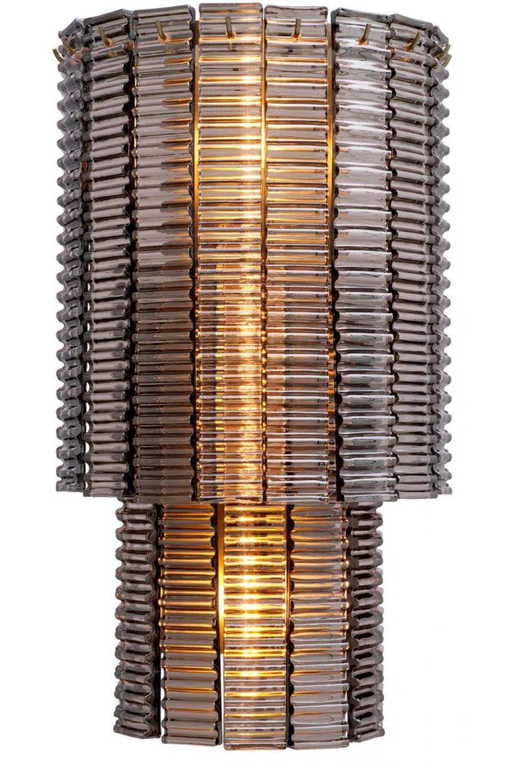 Luxury Columnar Glass Wall Lamp with Brushed Brass Finish