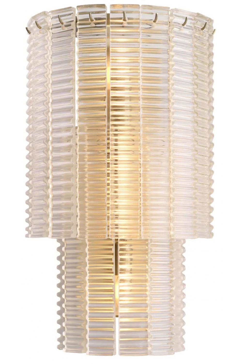 Luxury Columnar Glass Wall Lamp with Brushed Brass Finish