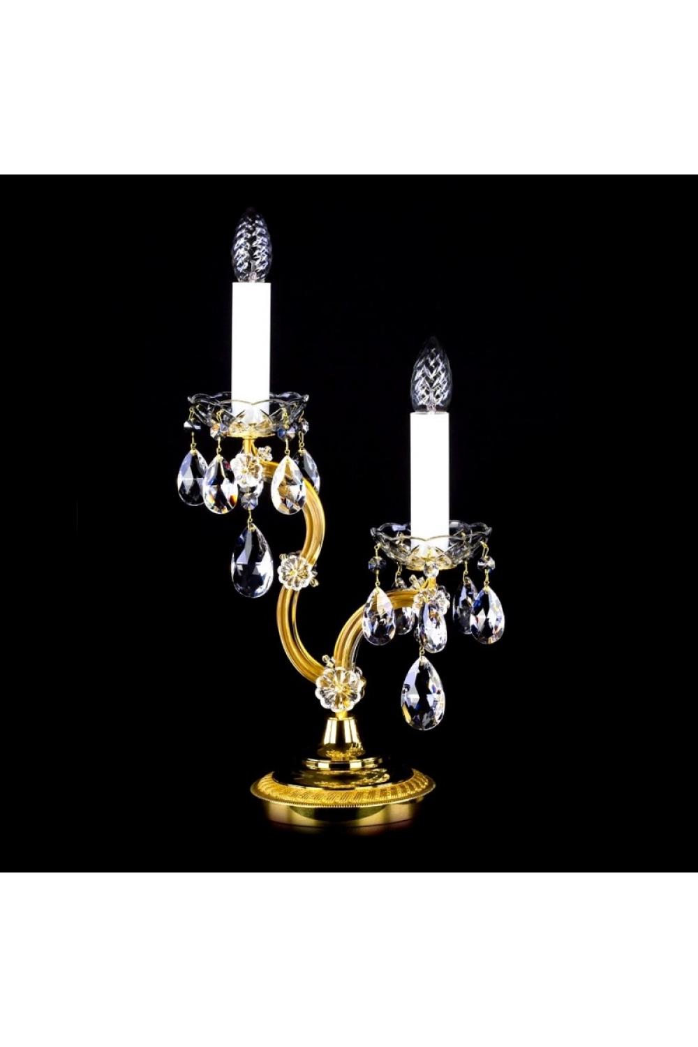 Luxury Crystal Table Lamp in Polished Brass - 2 Lights