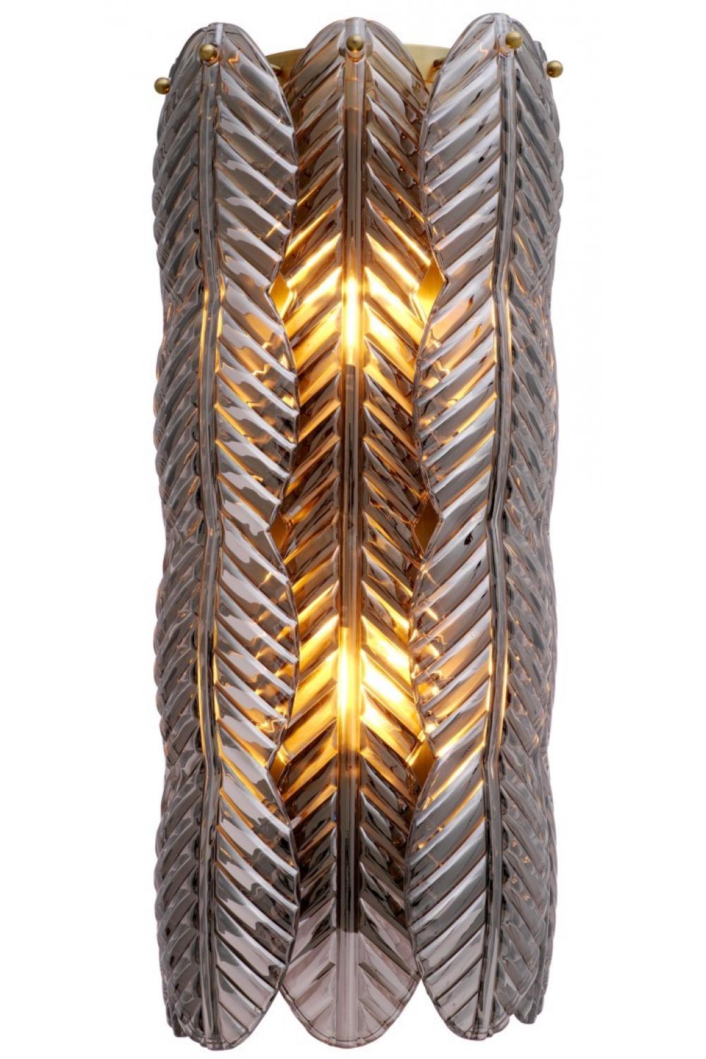 Luxury Brushed Brass & Smoke Glass Wall Lamp