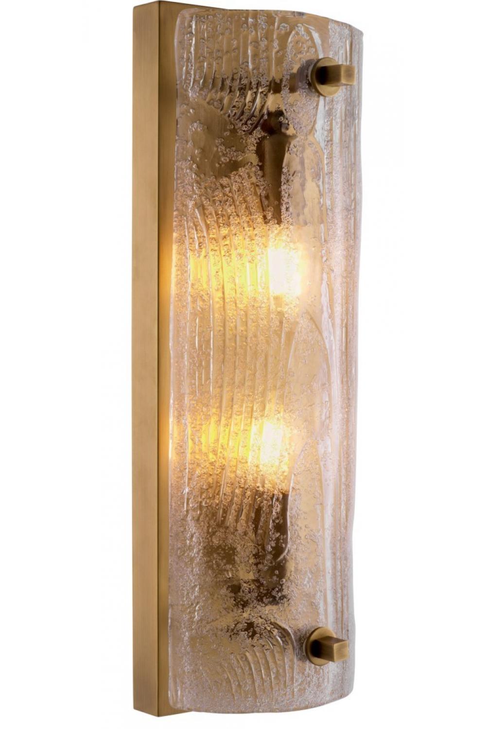 Luxury Handmade Glass Wall Lamp in Antique Brass