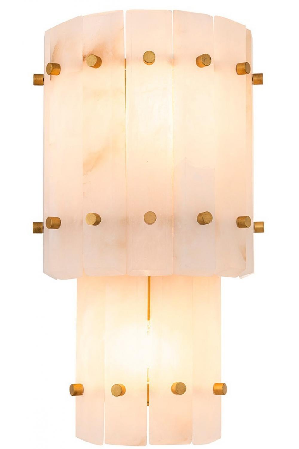 Luxury Antique Brass Alabaster Double Wall Lamp