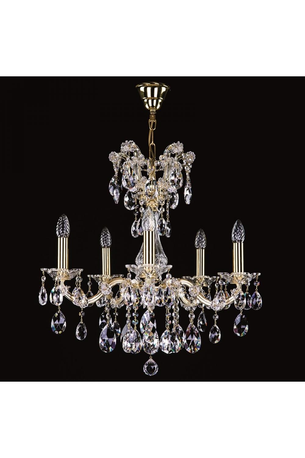 Luxury Classic Crystal Chandelier in Polished Brass – 5 Lights