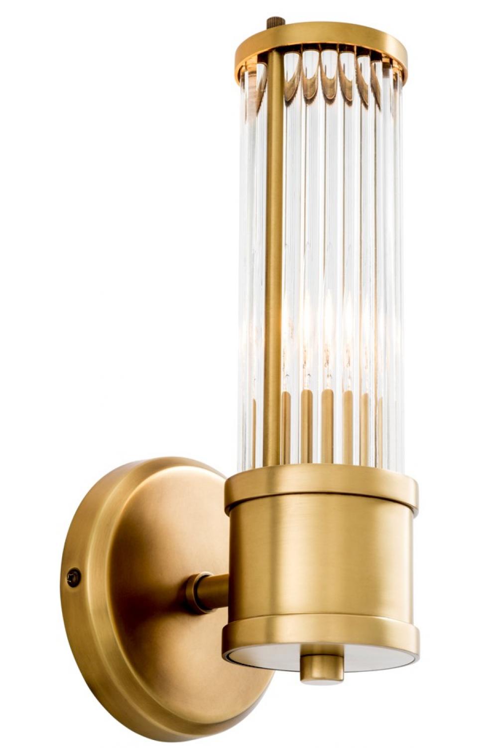 Luxury Art Deco Clear Glass Wall Lamp in Metal Finish