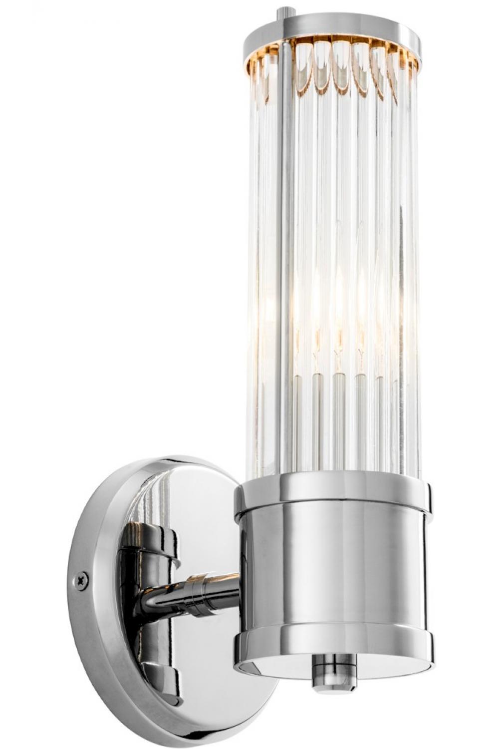 Luxury Art Deco Clear Glass Wall Lamp in Metal Finish