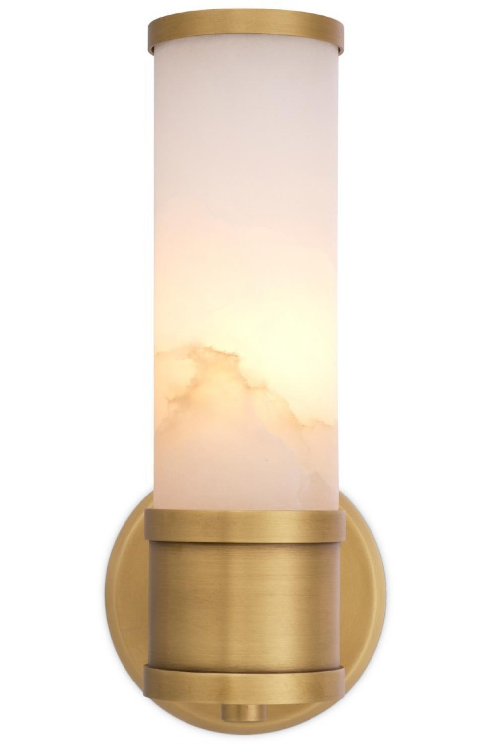 Luxury Antique Brass & Alabaster Art Deco Wall Lamp