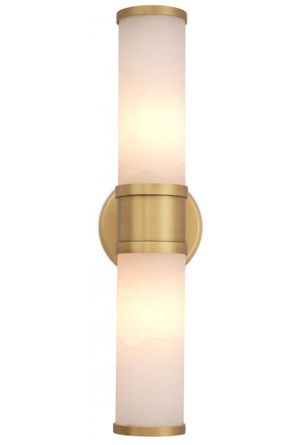Luxury Antique Brass & Alabaster Double Wall Lamp