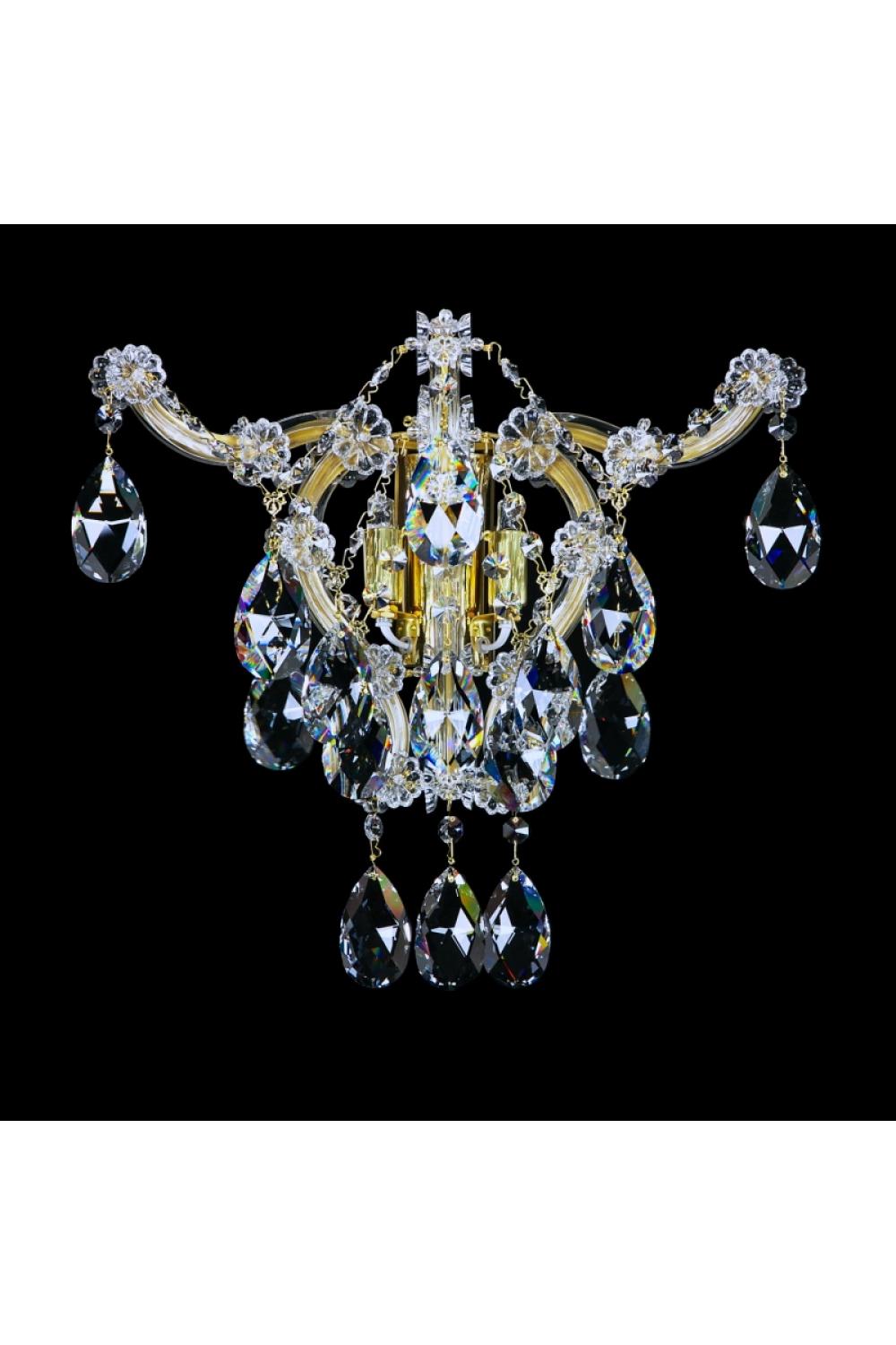 Luxury Heritage Crystal Wall Lamp in Polished Brass – 2 Lights Design