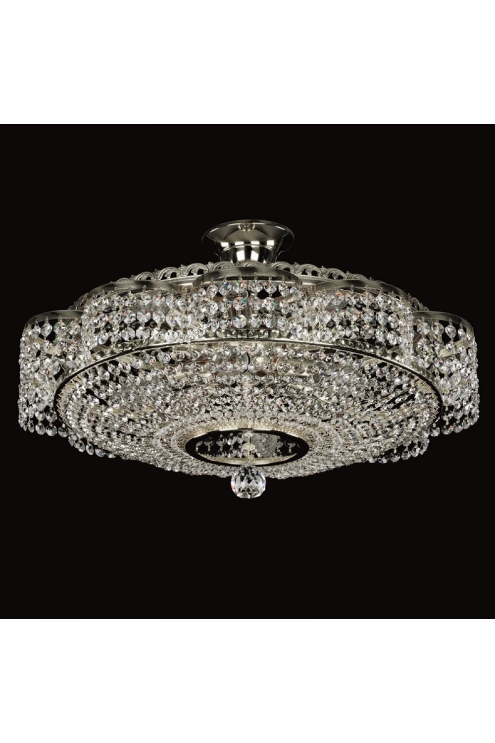Luxury Crystal Basket Ceiling Chandelier in Polished Nickel – 6 Lights
