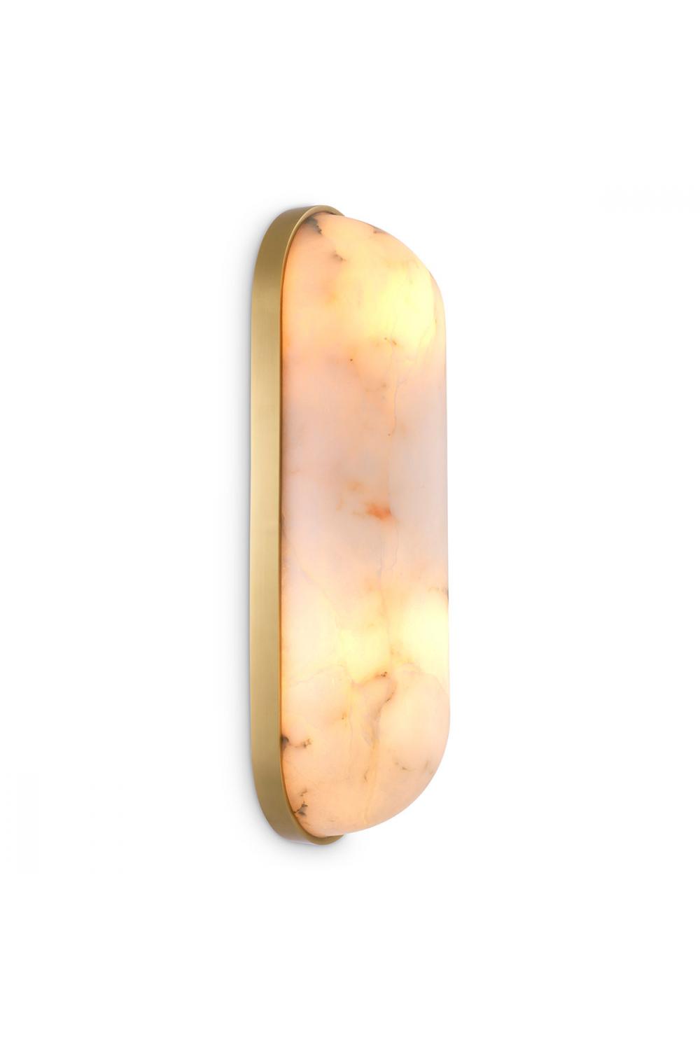 Luxury Alabaster & Antique Brass Rectangular Wall Lamp