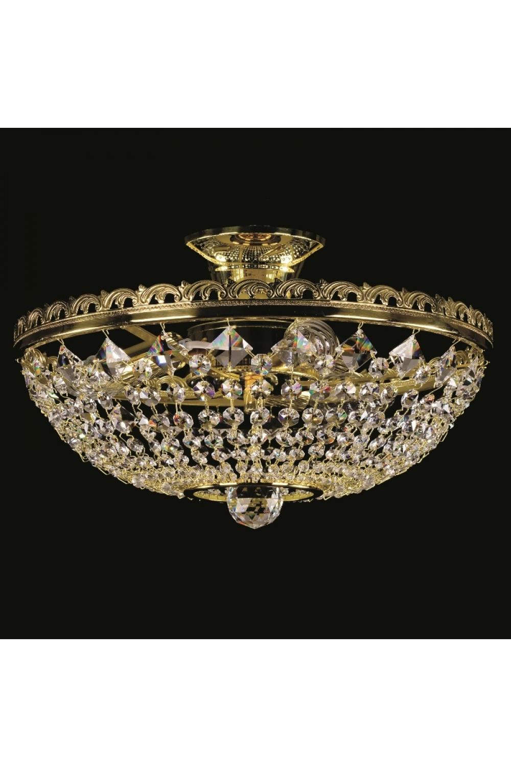 Luxury Classic Crystal Basket Chandelier in Polished Brass – 3 Lights