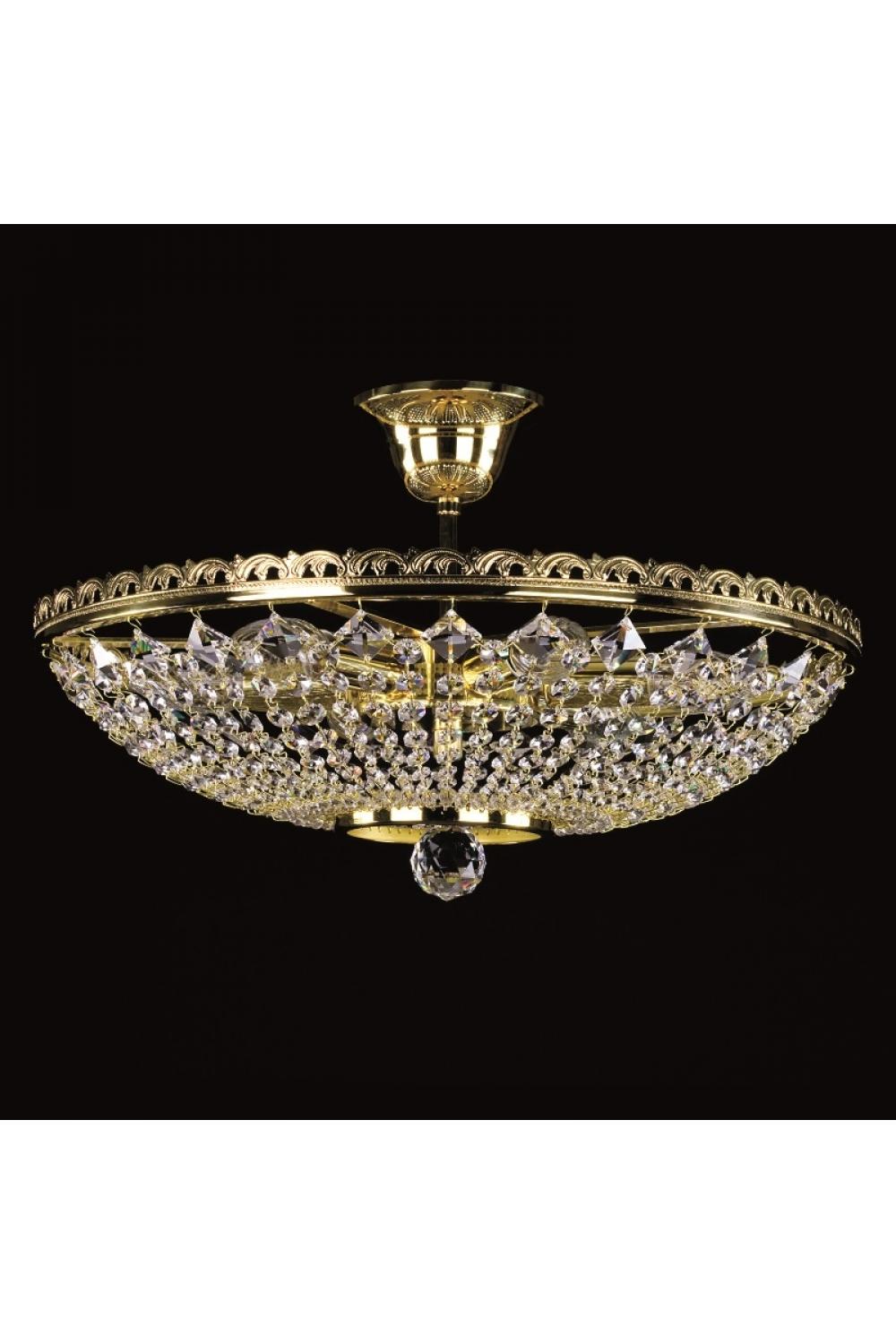Luxury Crystal Bowl Chandelier with Polished Brass Finish – 6 Lights
