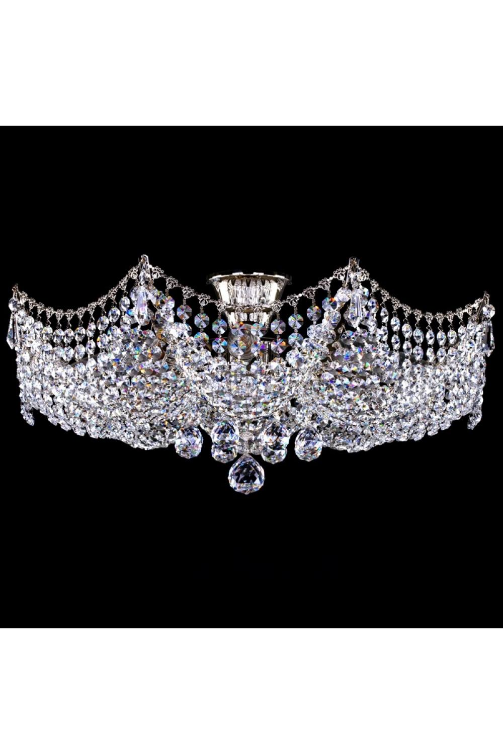 Luxury Crystal Bowl Chandelier in Polished Nickel – 8 Lights