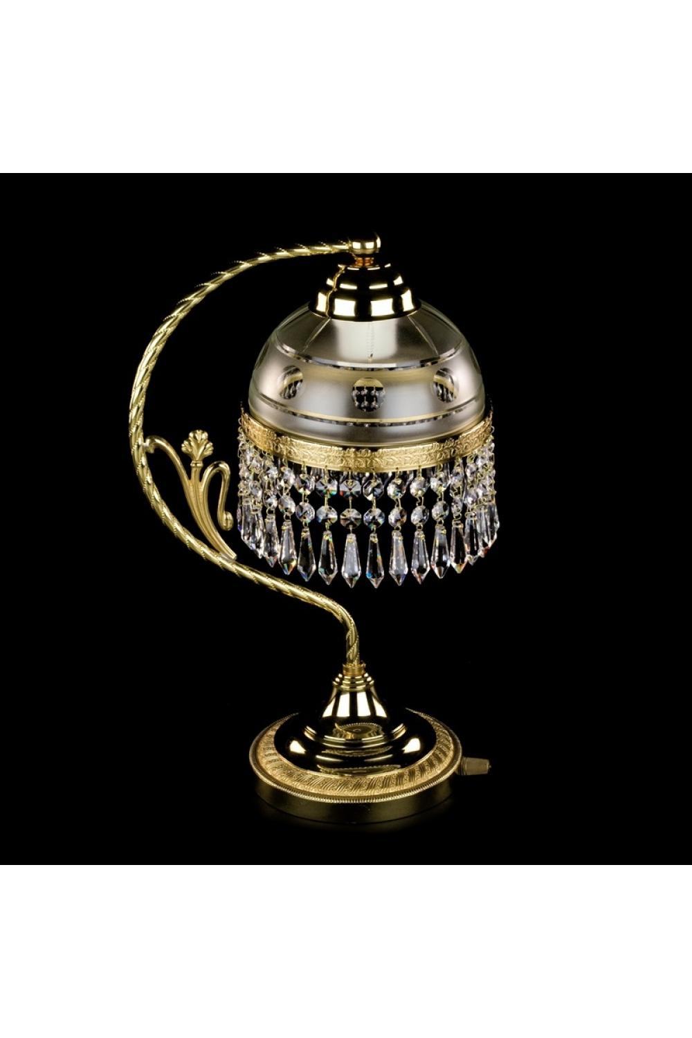 Luxury Ornate Brass Table Lamp with Crystal Drops Finish