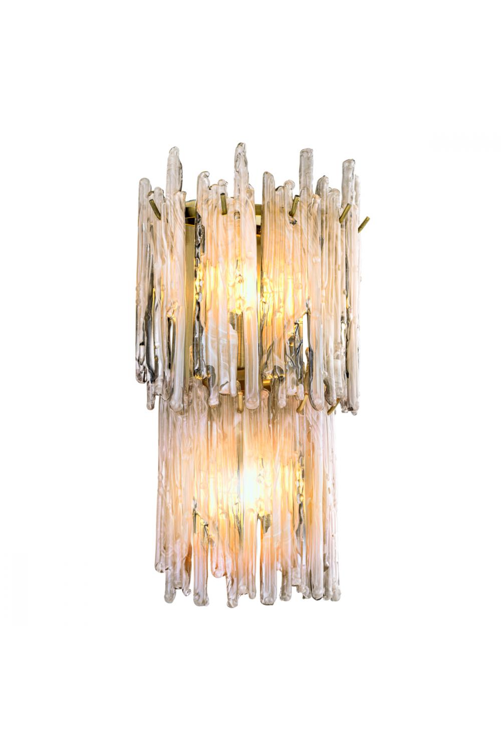 Luxury Light Brushed Brass & Smoke Glass Double Wall Lamp