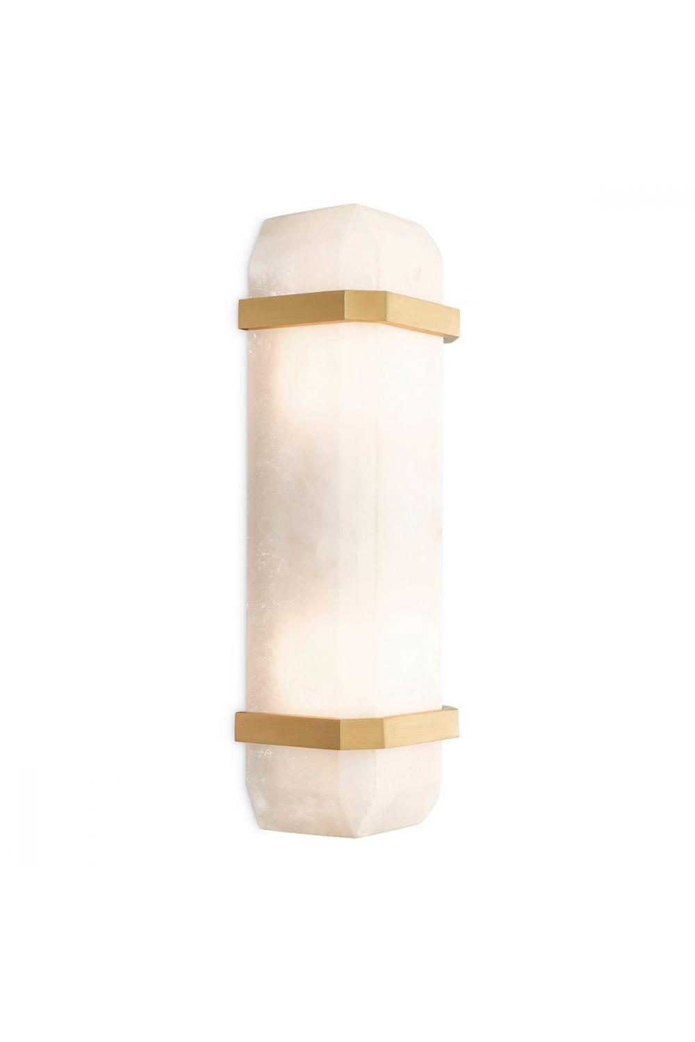 Luxury Antique Brass & Alabaster Wall Lamp – A Block of Ice Glow