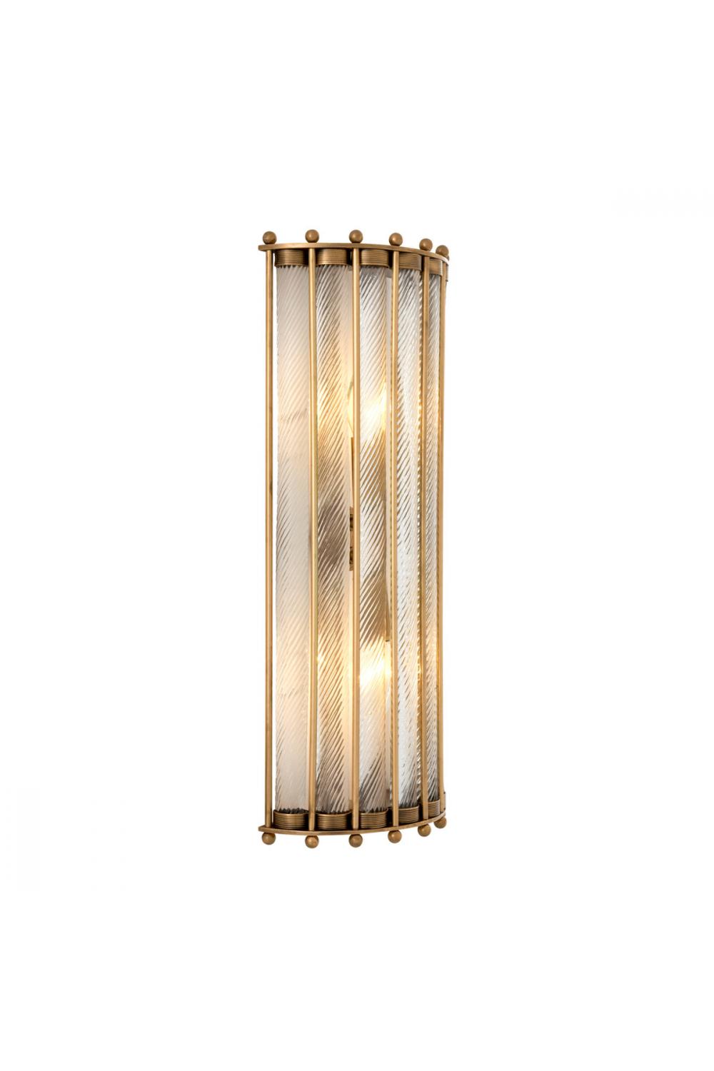 Luxury Antique Brass & Handmade Clear Glass Wall Lamp