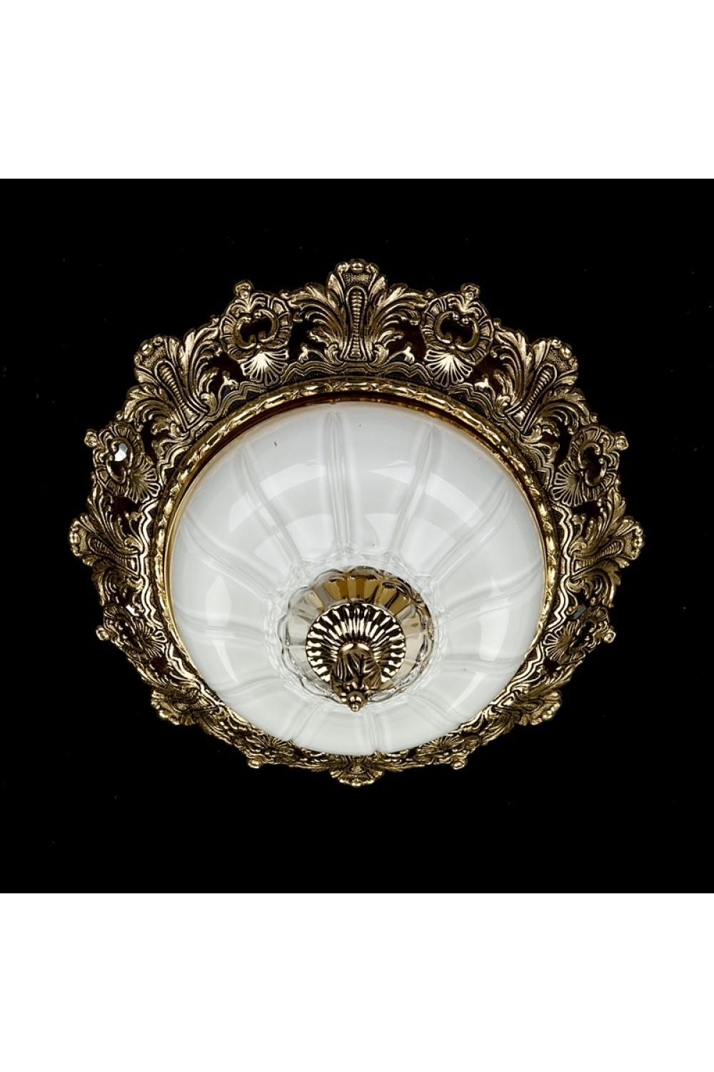 Luxury Antique Brass Ceiling Light with Crystal Glass Bowl