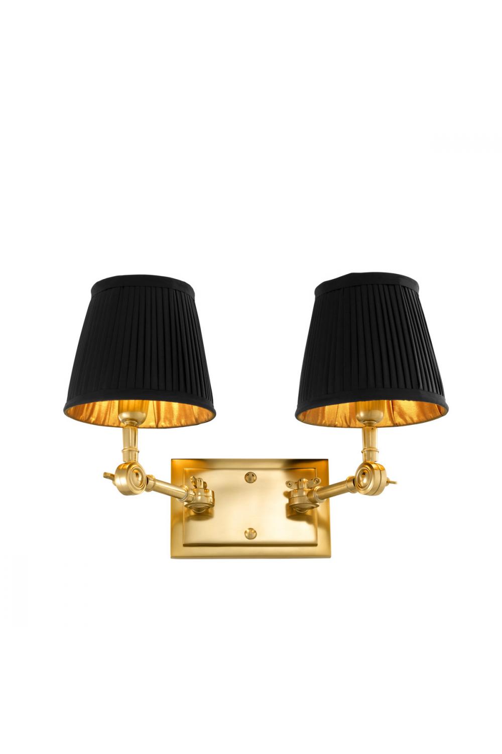 Luxury Double Wall Lamp with Adjustable Arms & Pleated Shades