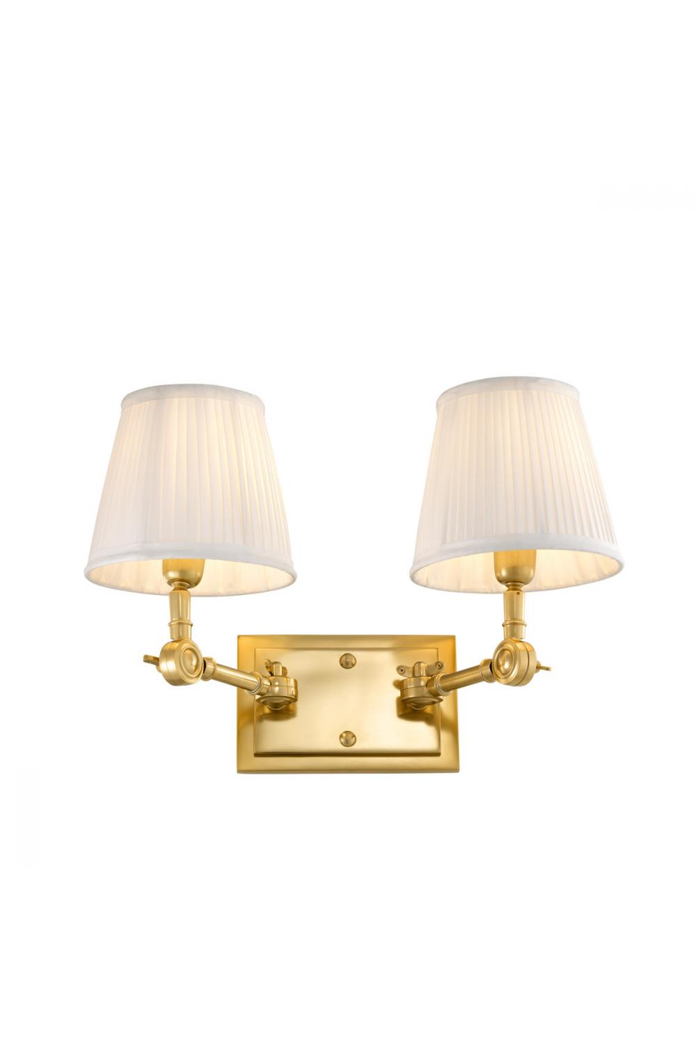 Luxury Double Wall Lamp with Adjustable Arms & Pleated Shades