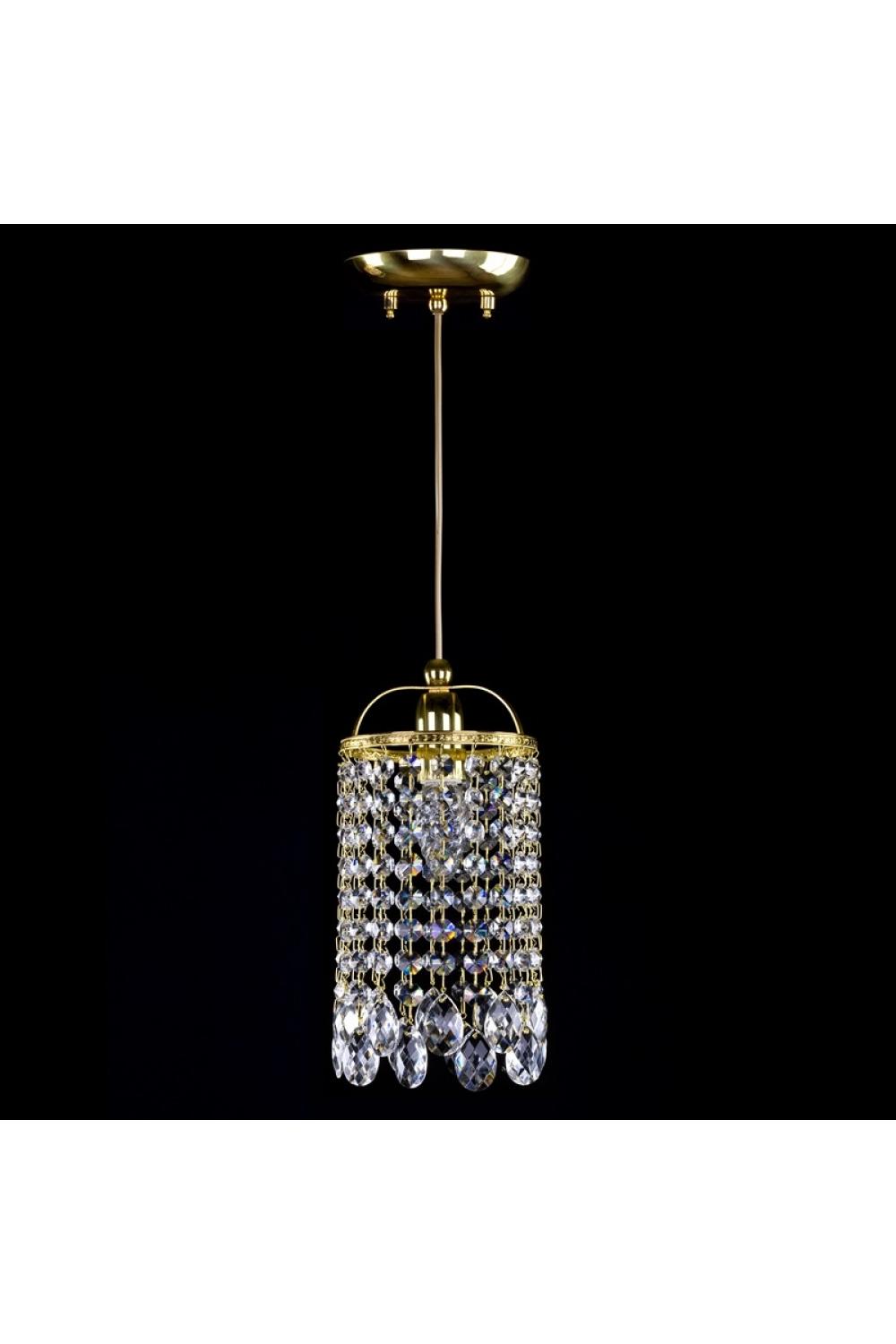 Luxury Cylindrical Crystal Chandelier with Polished Brass Finish