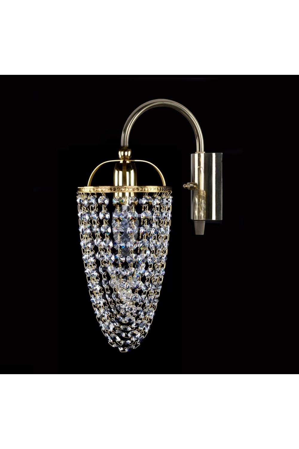 Luxury Crystal Wall Lamp in Polished Brass with Crystal Accents