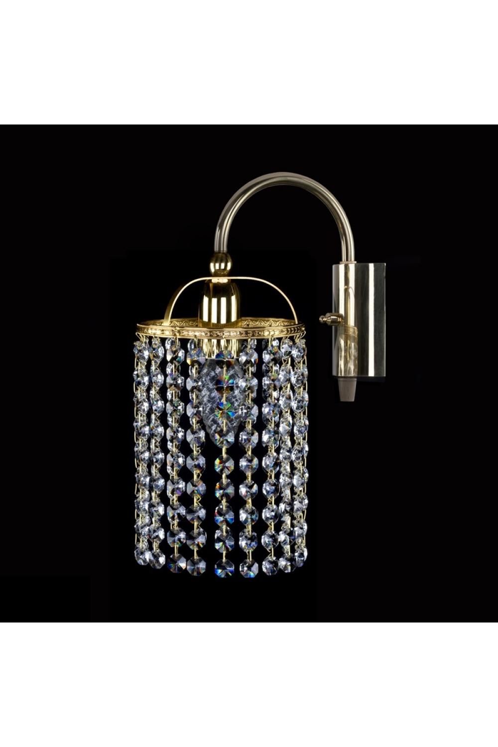 Luxury Cylindrical Crystal Wall Lamp in Elegant Brass Frame