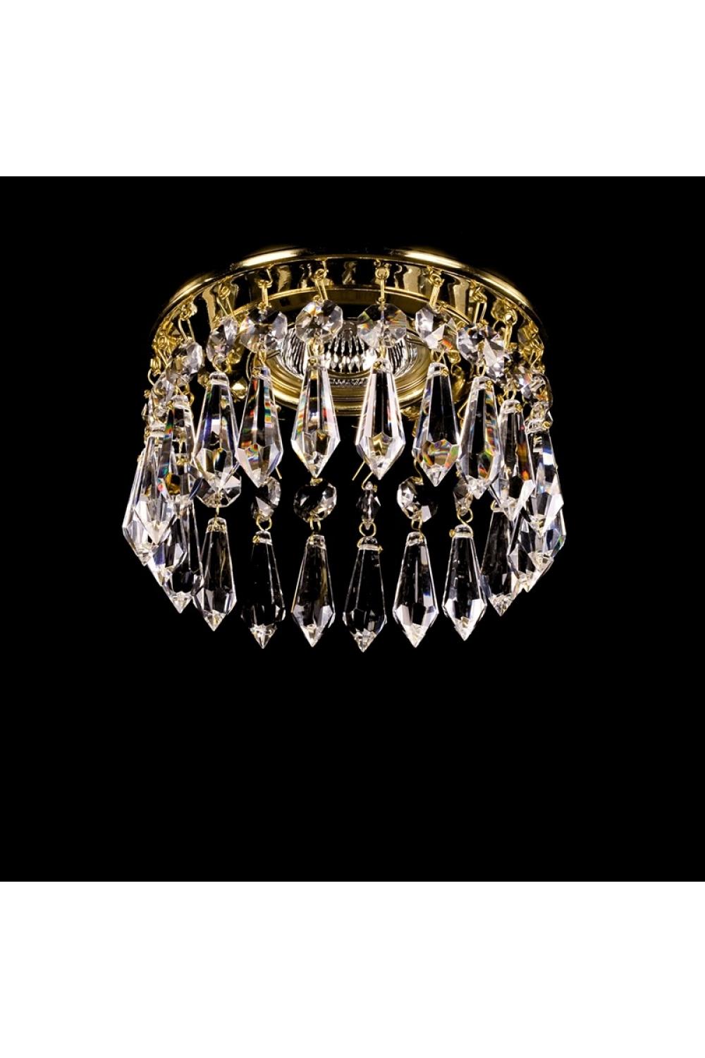 Luxury Crystal Crown Mini Chandelier in Polished Brass Finish