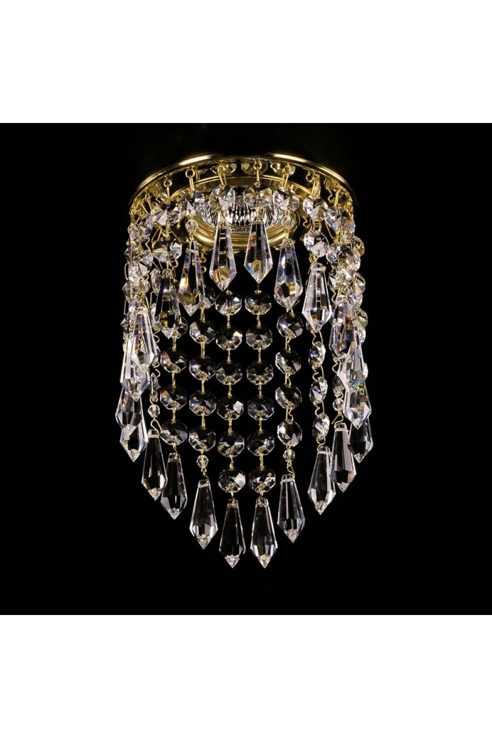 Luxury Crystal Drop Ceiling Chandelier with Gold Brass Finish